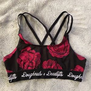 Doughnuts & Deadlifts Rose Perform sports bra dndl